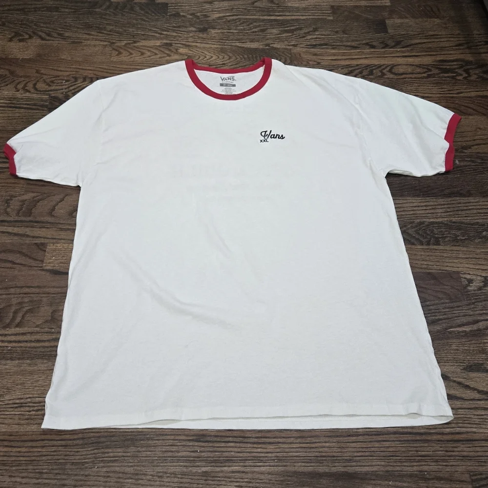 Vans Men's White & Red Ringer T-Shirt - Automobile Graphic XXL NWT - Picture 2 of 6